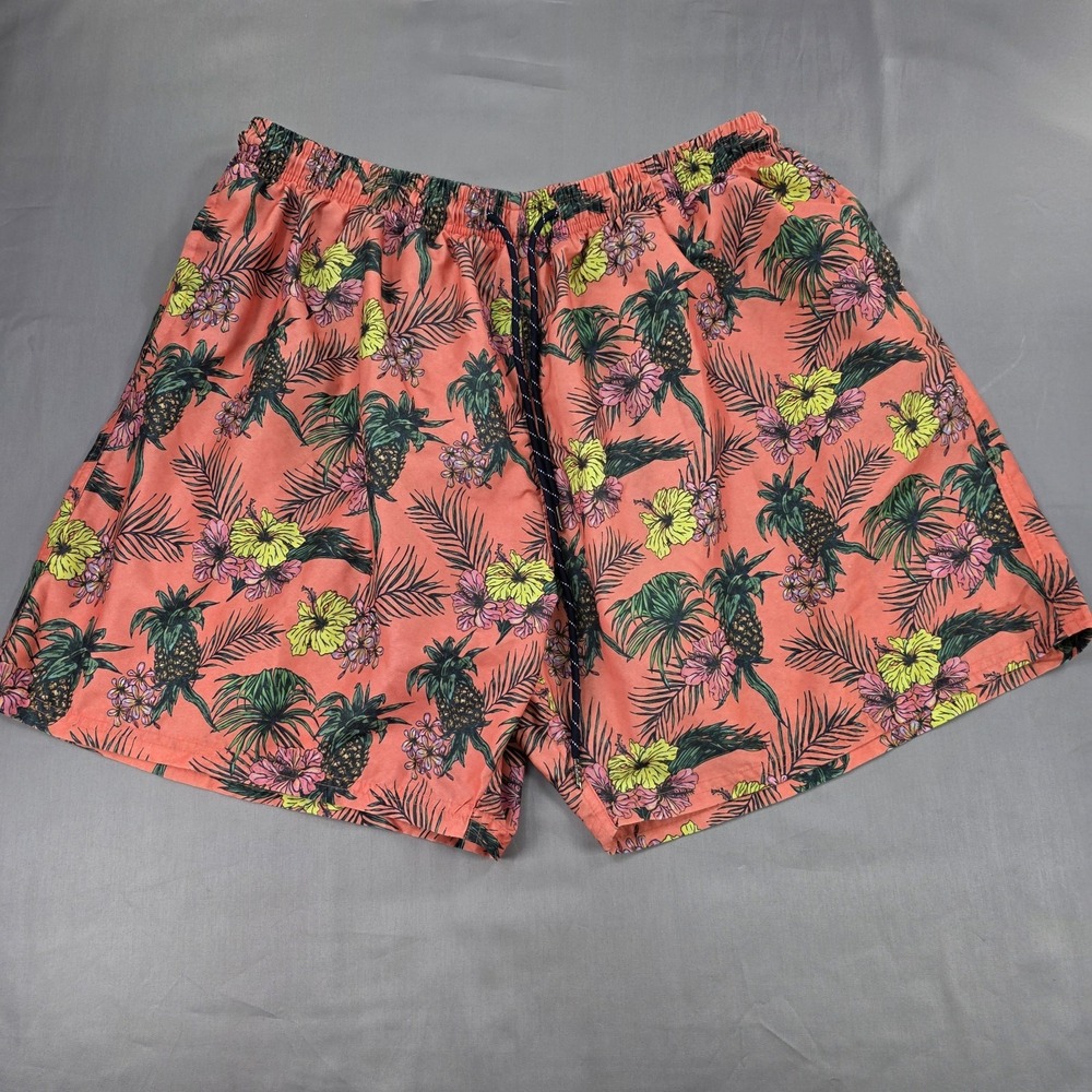 Uzzi Mens Tropical Floral Swim Trunks Mesh Lining Elastic Waist & Drawstring XXL